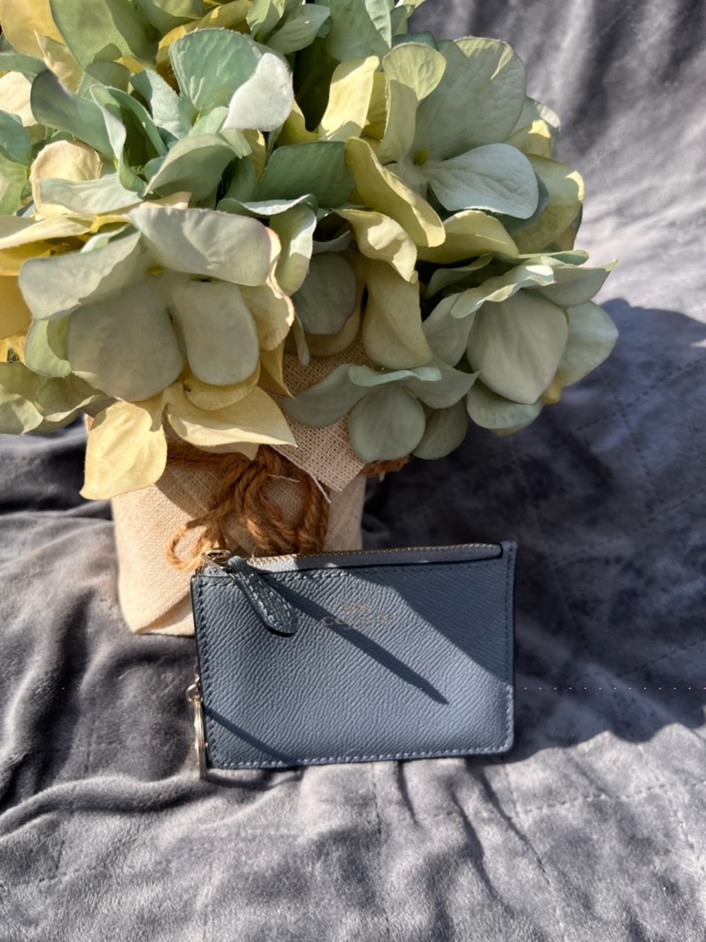 Coach Mini Skinny ID Case - Blue Crossgrain Leather - Like New!